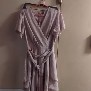 SHEIN Soft Pink Wrap Mini Dress